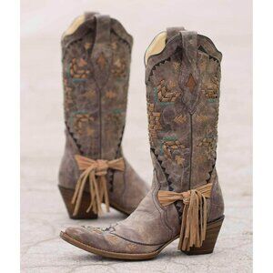 cango tobacco embroidered western cowboy boot